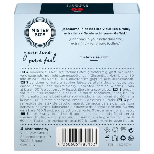 Mister Size dünnes Kondom - 60mm (3 Stk)