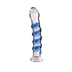 Icicles Nr. 5 - Spiralförmiger Glasdildo (transparent-blau)