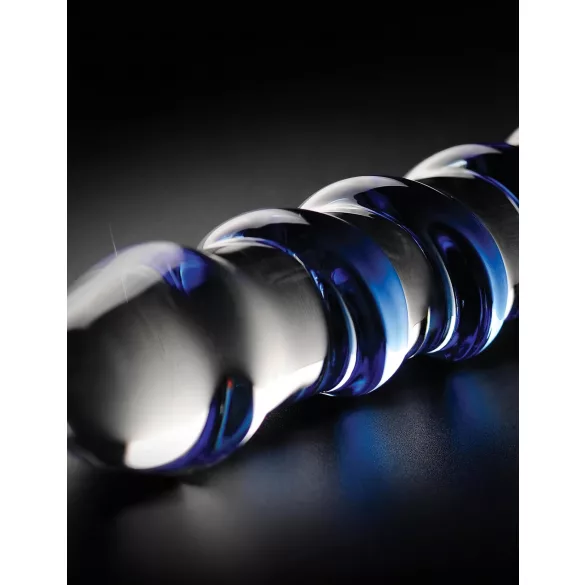 Icicles No. 5 - Spiralförmiger Glas-Dildo (transparent-blau)