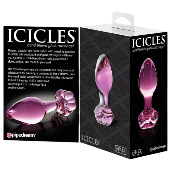 Icicles Nr. 48 - floraler Glas-Analplug (Pink)