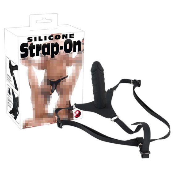 You2Toys - Silikon Strap-On - anlegbarer Dildo (schwarz)