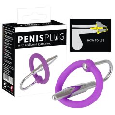   Penisplug - Silikon-Kopfring mit konischem Dilator (lila-silber)
