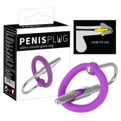   Penisplug - Silikon-Penisring mit Urethralkonus (lila-silber)