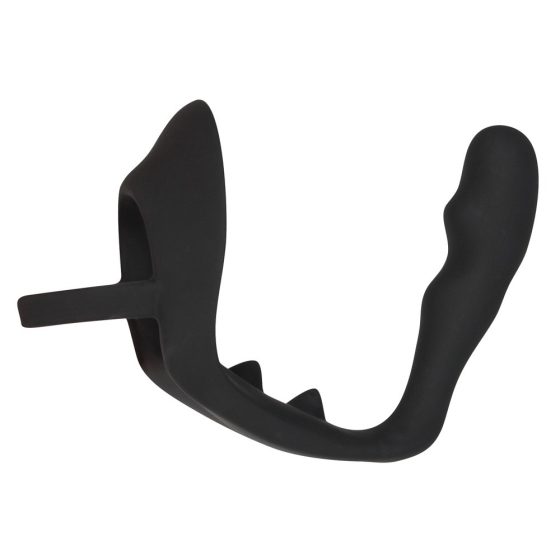 Black Velvet - Wellenförmiger Anal-Dildo mit Penis- und Hodenring (Schwarz)