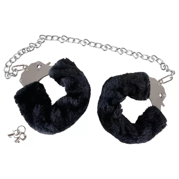 You2Toys - Flauschige Handschellen mit langer Kette - schwarz