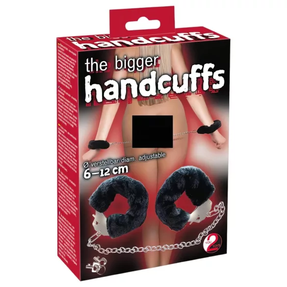You2Toys - Flauschige Handschellen mit langer Kette - schwarz