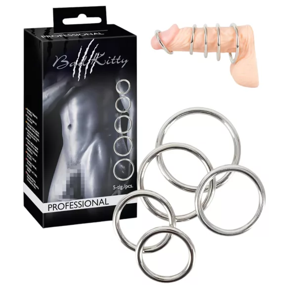 Bad Kitty - Metall Penisring Set (5-tlg)