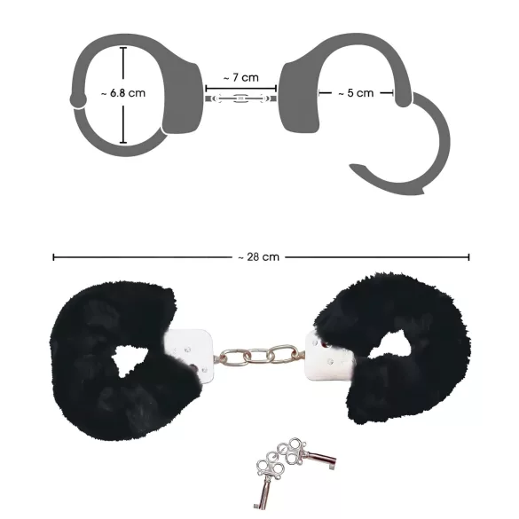 Bad Kitty - Plüsch-Handschellen - Schwarz