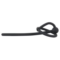   Penisplug - Silikon-Eichelring mit hohlem Harnröhrenstab (schwarz)
