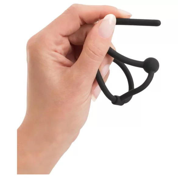 You2Toys - Penisplug - Silikon-Eichelring mit hohlem Dilator (schwarz)