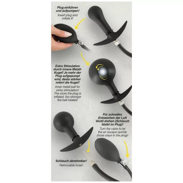 You2Toys - kugelgeladener, aufpumpbarer Analplug (schwarz)