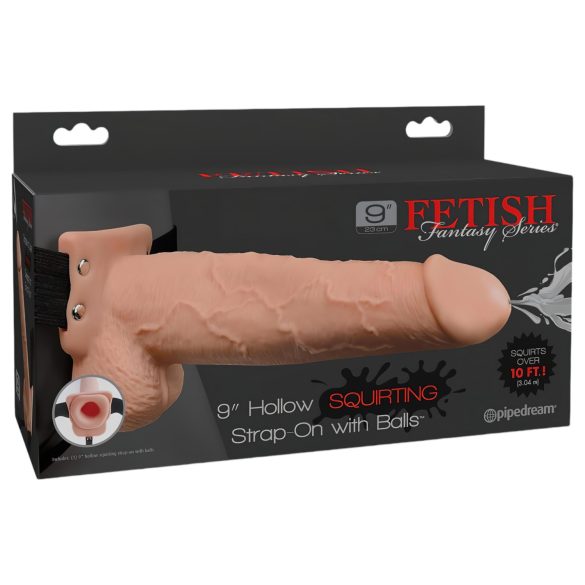 Fetisch Strap-On 9 - befestigbar, hohler, spritzender Dildo (natur)