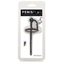   Penisplug Dilator - Silikon Harnröhrendilator mit Eichelring (0,6mm) - schwarz