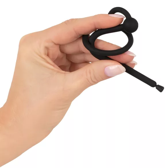 Penisplug - Silikondilator mit Eichelring (0,6mm) - schwarz