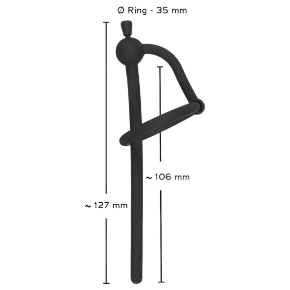 Penisplug - Silikondilator mit Eichelring (0,6mm) - schwarz