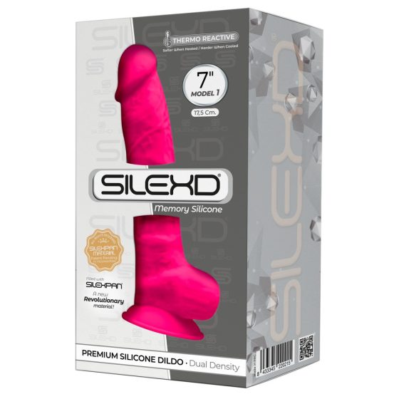 Silexd 7 - formbarer, saugnapfenhafter Dildo mit Hoden - 17,5cm (pink)