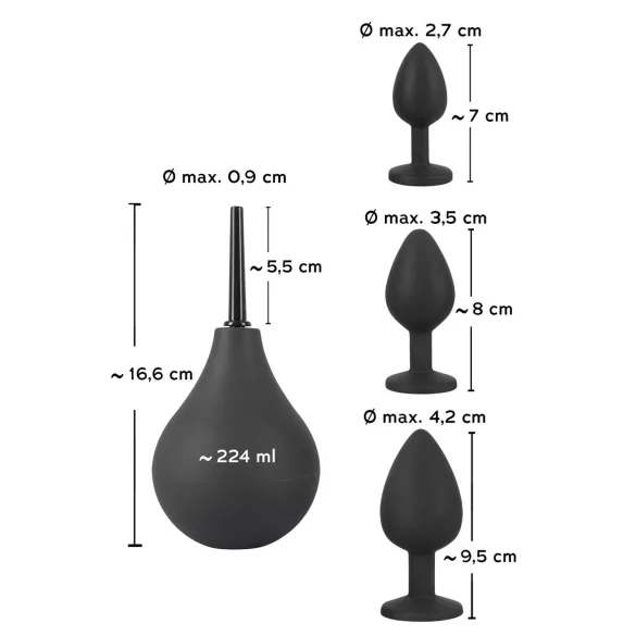 Black Velvets - Analplug-Set (4-teilig, schwarz)
