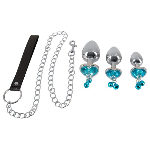 You2Toys - Anal Plug Set mit Leine (Silber)