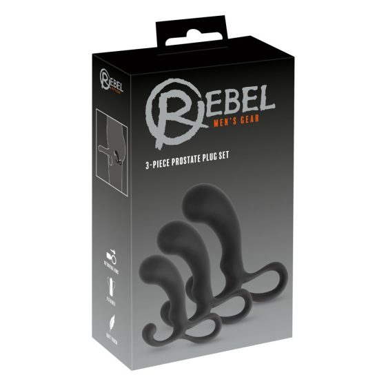 Rebel - 3-teiliges Prostata Dildo Set (schwarz)