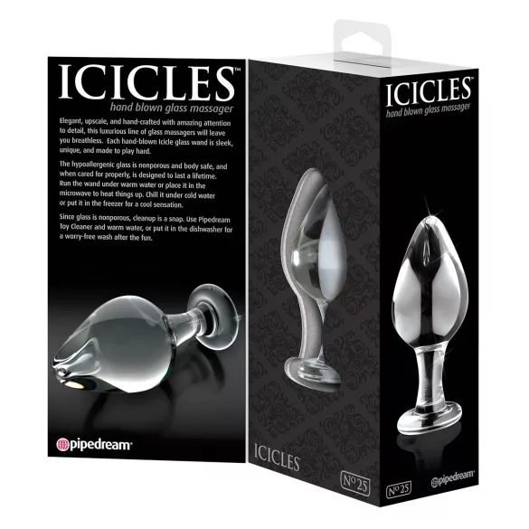 Icicles No. 25 - konischer, gläserner Analplug (transparent)