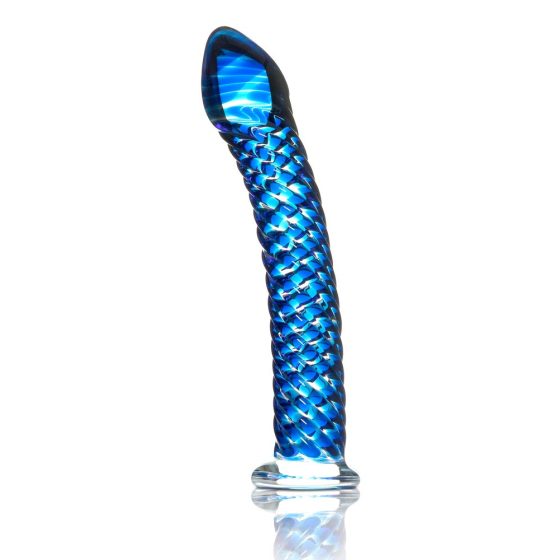 Icicles Nr. 29 - Spiralförmiger, penisförmiger Glasdildo (blau)