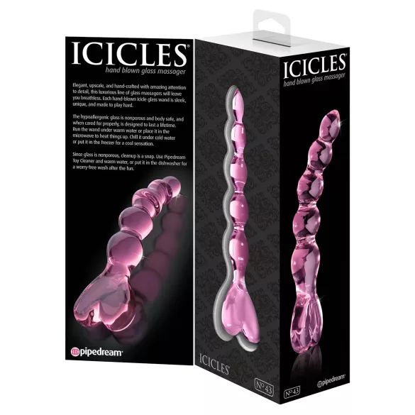 Icicles Nr. 43 - Perlenherz Glasdildo (pink)