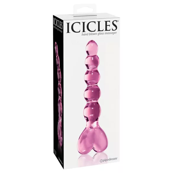 Icicles Nr. 43 - Perlenherz Glasdildo (pink)