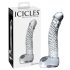Icicles No. 61 - Hergestellter Glasdildo mit Testikeln (durchsichtig)