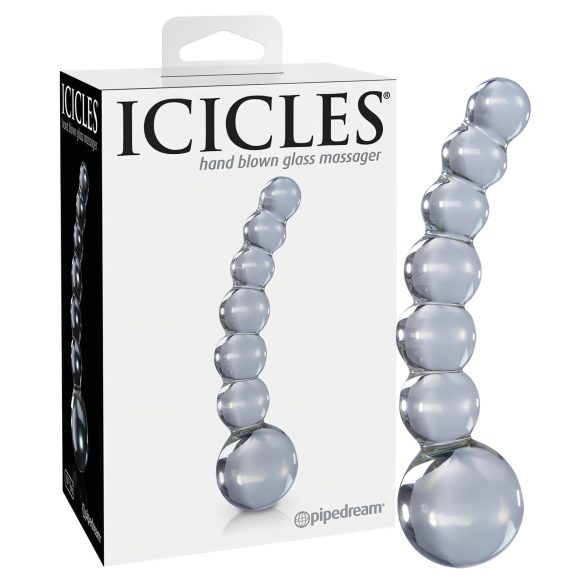Icicles No. 66 - Gebogener, kugelförmiger Glasdildo (transparent)