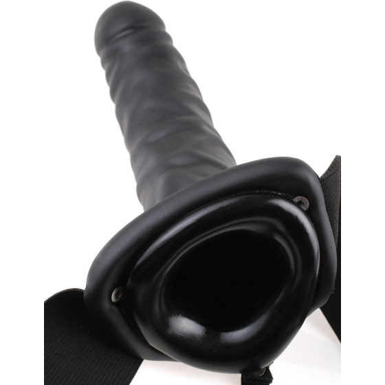 Fetisch Strap-On 8 - anlegbarer, hohler Vibrator (schwarz)