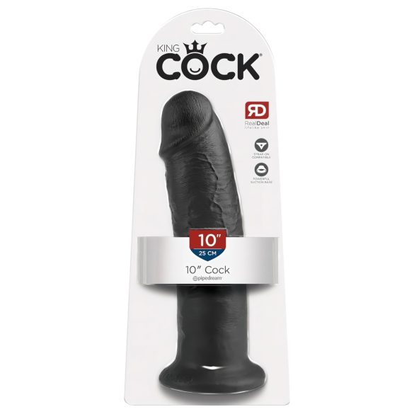 King Cock 10 - Saugnapf Dildo (25cm) - schwarz