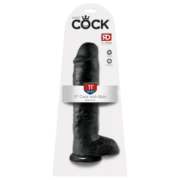 King Cock 11 - großer, haftender Dildo mit Hoden (28cm) - schwarz