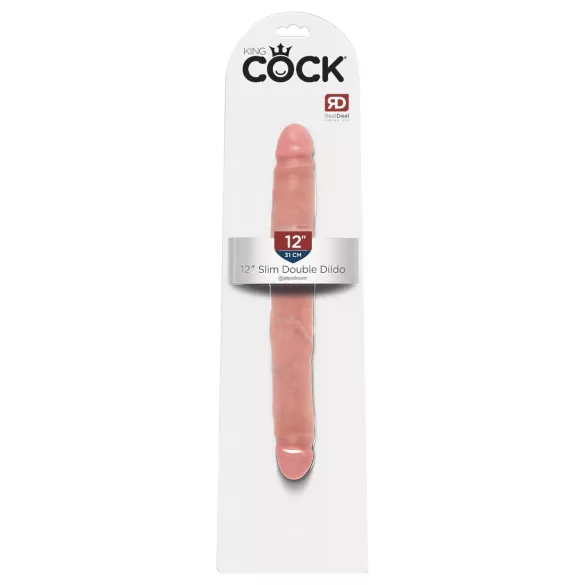 King Cock 12 Slim - naturgetreuer Doppel-Dildo (31 cm, naturfarben)