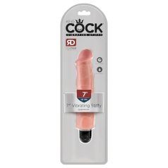   King Cock 7 Stiffy - wasserdichter, naturgetreuer Vibrator (18cm) - natur