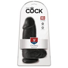   King Cock 9 Chubby - Saugnapf-Dildo mit Hoden (23cm) - schwarz
