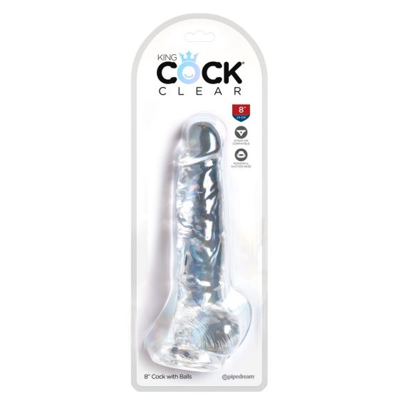 King Cock Clear 8 - Saugnapf, Hoden Dildo (20cm)