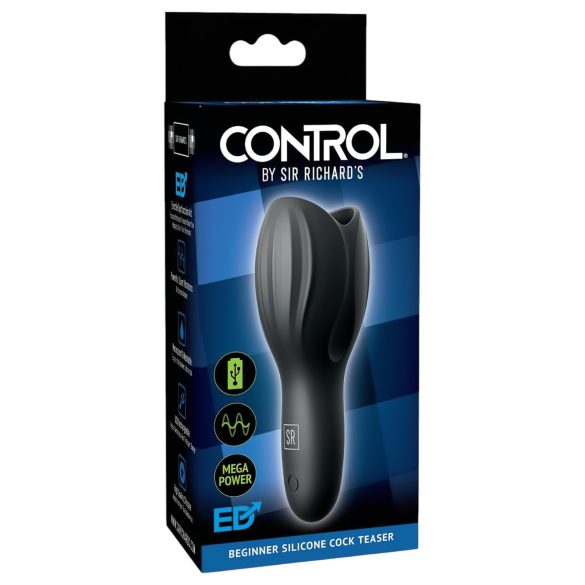 / Control Cock Teaser - wasserdichter, wiederaufladbarer Eichelvibrator (schwarz)