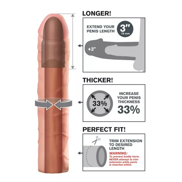 Pipedream - X-TENSION Perfect 3 - naturgetreuer Penismantel (22,8 cm, natur)