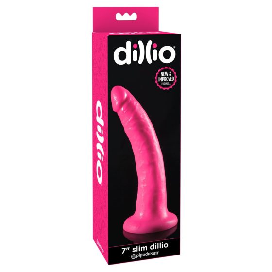 Dillio 7 - Saugnapf, realistischer Dildo (18cm) - pink
