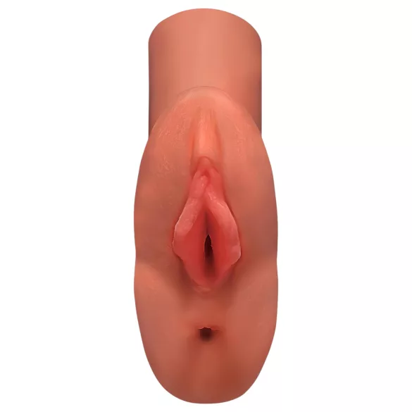 PDX Double Stroker - 2in1 realistischer Masturbator (dunkel natur)