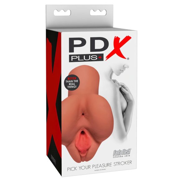 PDX Wähle Dein Vergnügen - 2in1 Vagina und Anus Masturbator (natur)