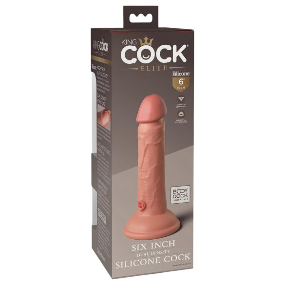 King Cock Elite 6 - realistisch, haftender Dildo (15cm) - naturfarben