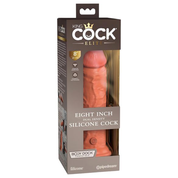 King Cock Elite 8 - Saugnapf-Dildo (20 cm) - dunkles Naturton