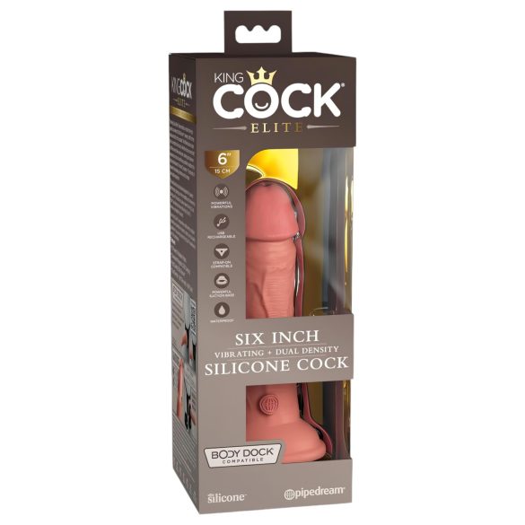 King Cock Elite 6 - Saugnapf-Vibrator (15 cm) - Hautfarbe