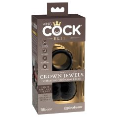 King Cock Crown Jewels - vibrierender Penisring (schwarz)