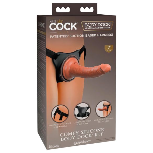 King Cock Elite Comfy - Strap-On-Dildo mit Geschirr (dunkles Beige)
