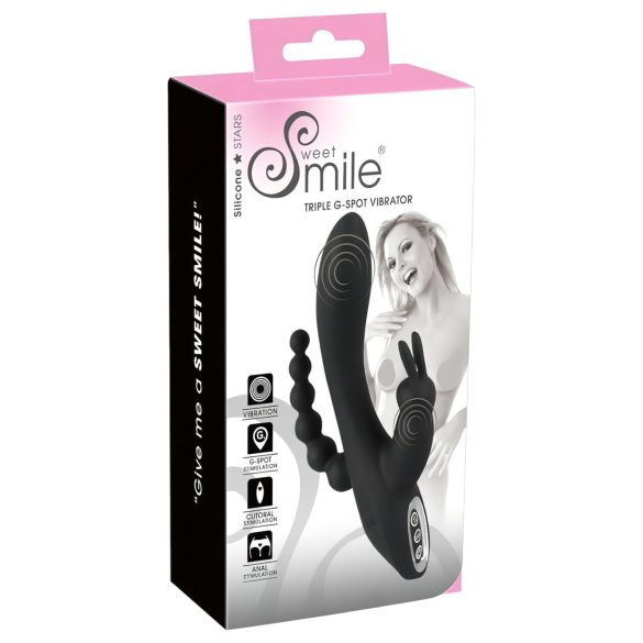 SMILE Triple - Akku, wasserfester 3-fach Vibrator (schwarz)