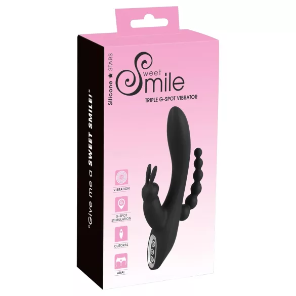 SMILE Triple - Akku, wasserfester 3-fach Vibrator (schwarz)