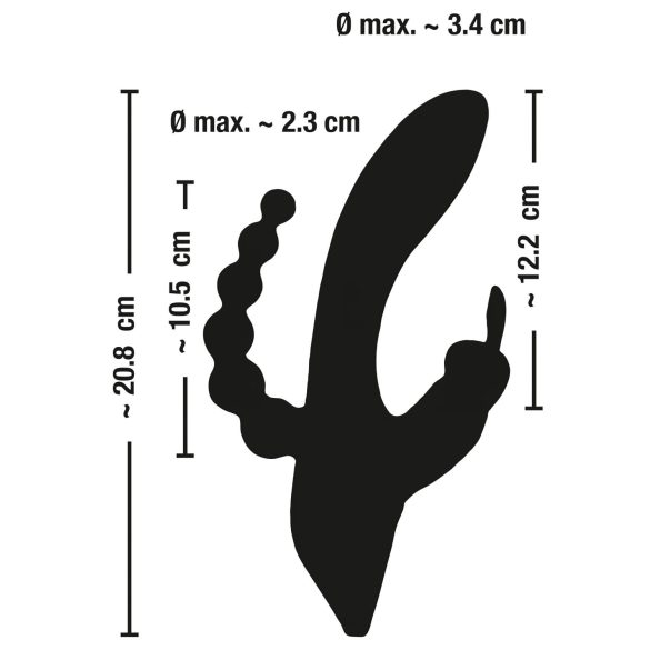 SMILE Triple - Akku, wasserfester 3-fach Vibrator (schwarz)