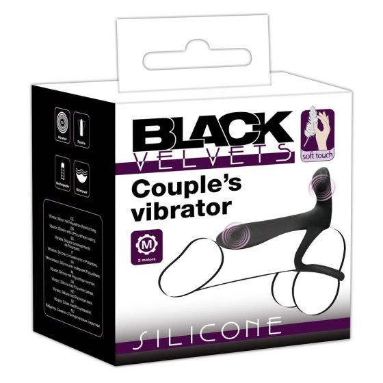 Black Velvet - akkubetriebener, 2in1 Partner- und Penisringvibrator (schwarz)